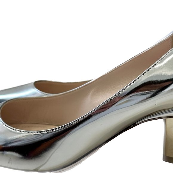 Nicholas Kirkwood Silver Metallic Pointed Toe Block Heel Pumps (EU35.5/US5.5) - Picture 6 of 6